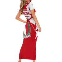 Malta Family Matching Short Sleeve Bodycon Dress and Hawaiian Shirt with Red White Starburst Design - Wonder Print Shop