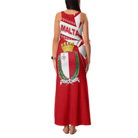 Malta Family Matching Tank Maxi Dress and Hawaiian Shirt with Red White Starburst Design - Wonder Print Shop