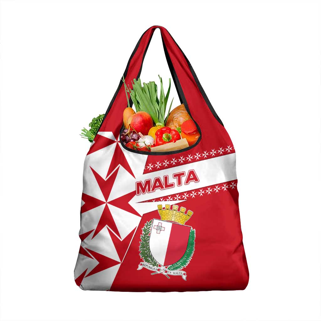 Malta Grocery Bag with Red White Starburst Design - Wonder Print Shop