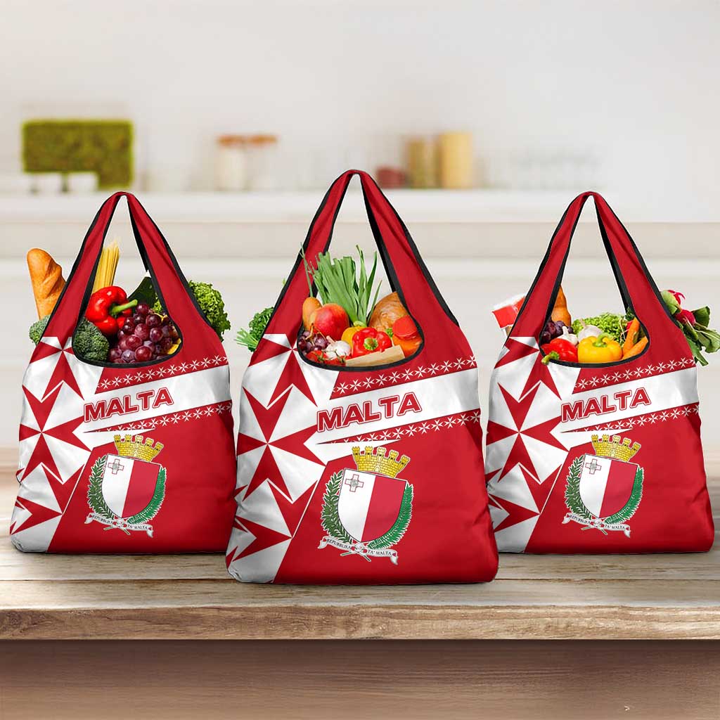 Malta Grocery Bag with Red White Starburst Design - Wonder Print Shop