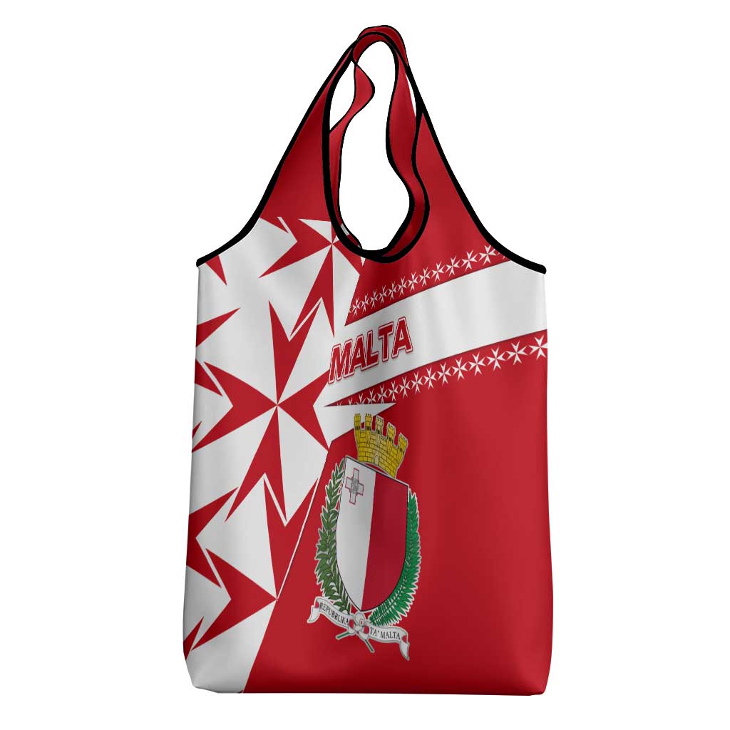 Malta Grocery Bag with Red White Starburst Design - Wonder Print Shop