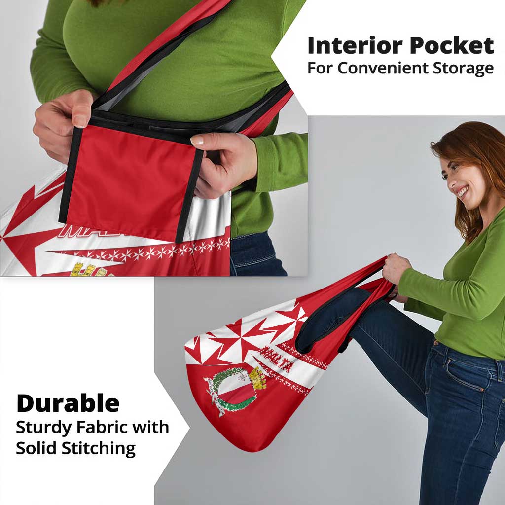 Malta Grocery Bag with Red White Starburst Design - Wonder Print Shop