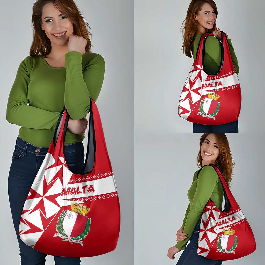 Malta Grocery Bag with Red White Starburst Design - Wonder Print Shop