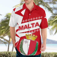 Malta Hawaiian Shirt with Red White Starburst Design - Wonder Print Shop