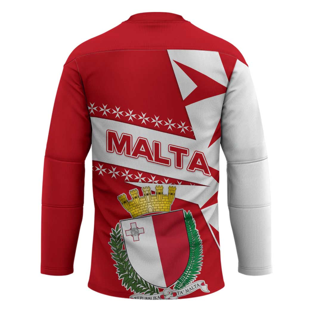 Malta Hockey Jersey with Red White Starburst Design - Wonder Print Shop