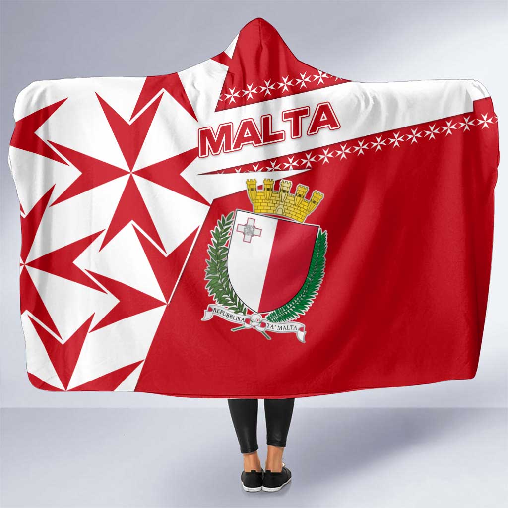 Malta Hooded Blanket with Red White Starburst Design - Wonder Print Shop