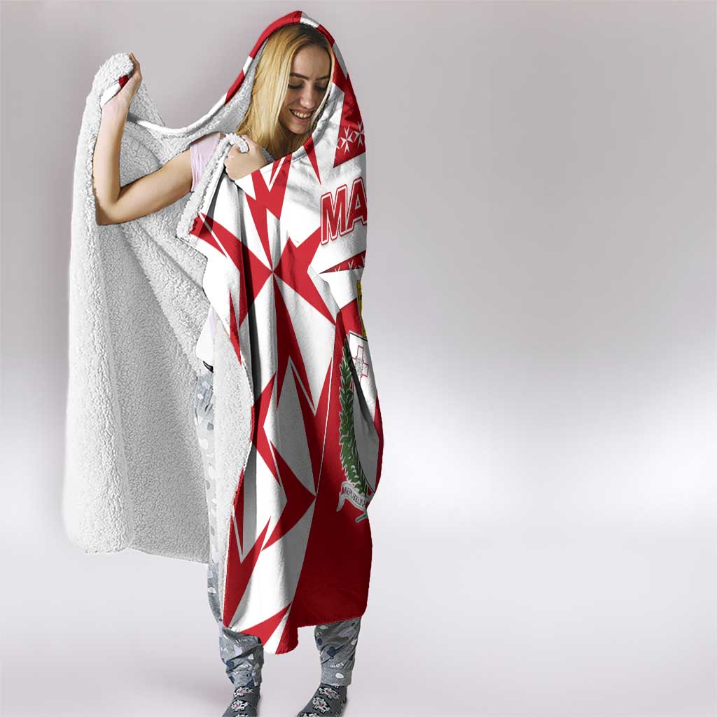 Malta Hooded Blanket with Red White Starburst Design - Wonder Print Shop
