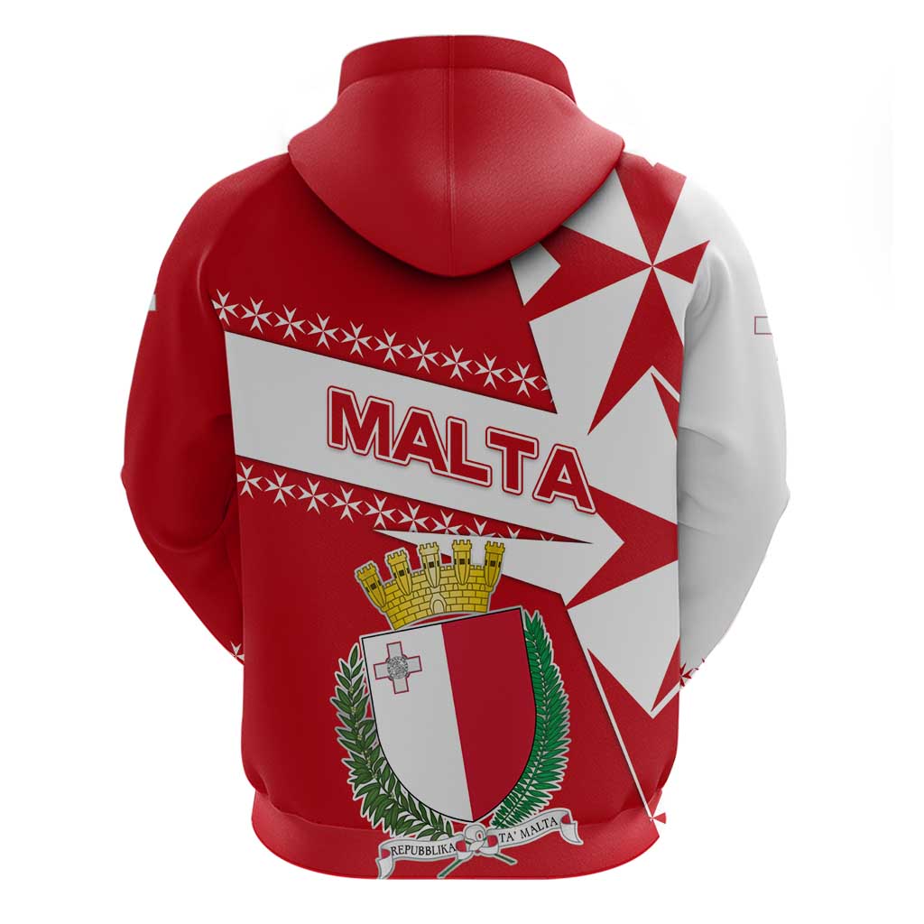 Malta Hoodie with Red White Starburst Design - Wonder Print Shop