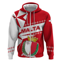 Malta Hoodie with Red White Starburst Design - Wonder Print Shop