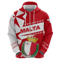 Malta Hoodie with Red White Starburst Design - Wonder Print Shop