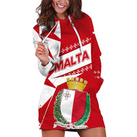 Malta Hoodie Dress with Red White Starburst Design - Wonder Print Shop