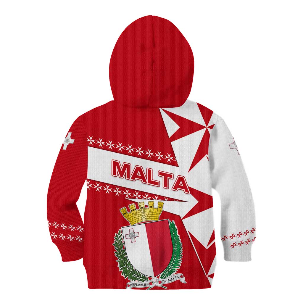 Malta Kid Hoodie with Red White Starburst Design - Wonder Print Shop