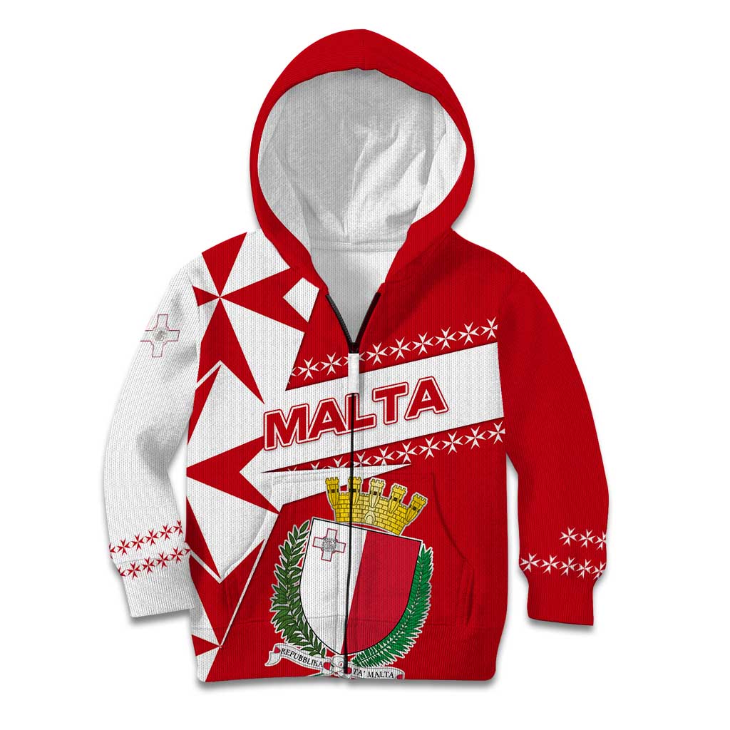 Malta Kid Hoodie with Red White Starburst Design - Wonder Print Shop