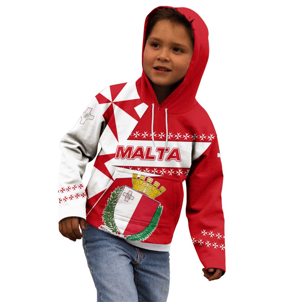 Malta Kid Hoodie with Red White Starburst Design - Wonder Print Shop