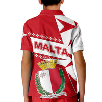 Malta Kid Polo Shirt with Red White Starburst Design - Wonder Print Shop