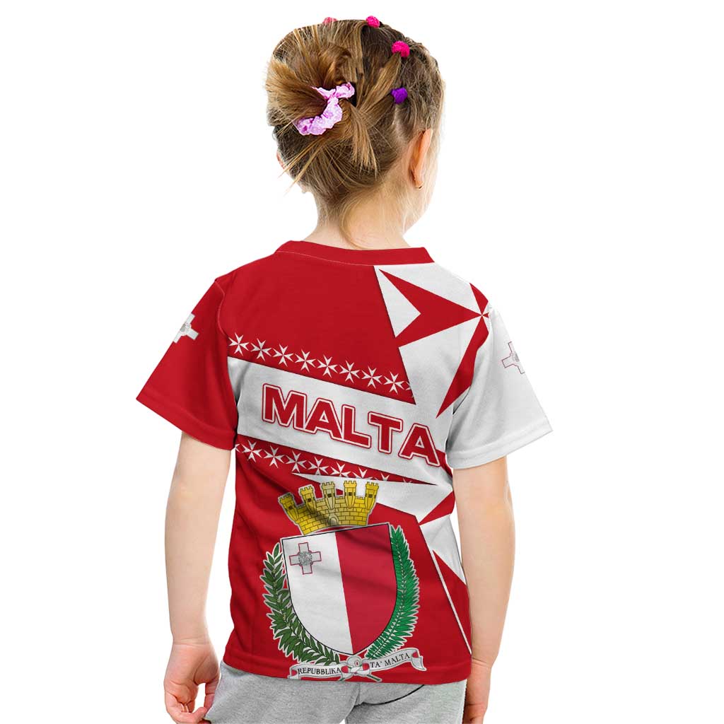 Malta Kid T Shirt with Red White Starburst Design - Wonder Print Shop