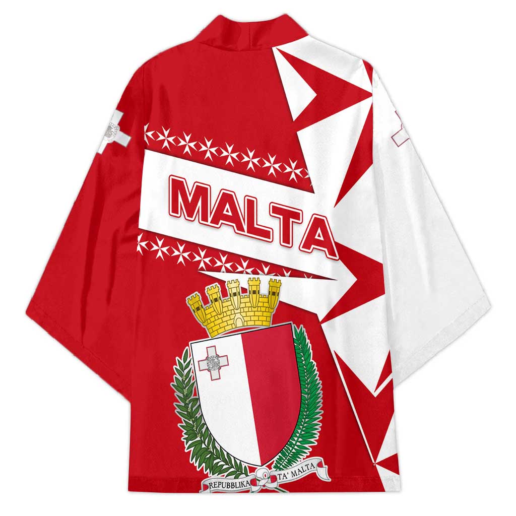 Malta Kimono with Red White Starburst Design - Wonder Print Shop