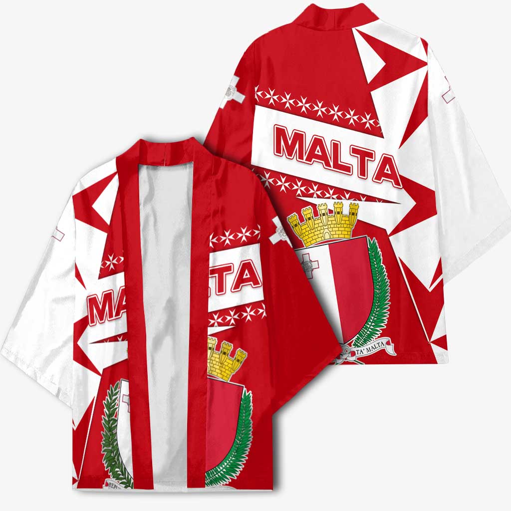 Malta Kimono with Red White Starburst Design - Wonder Print Shop