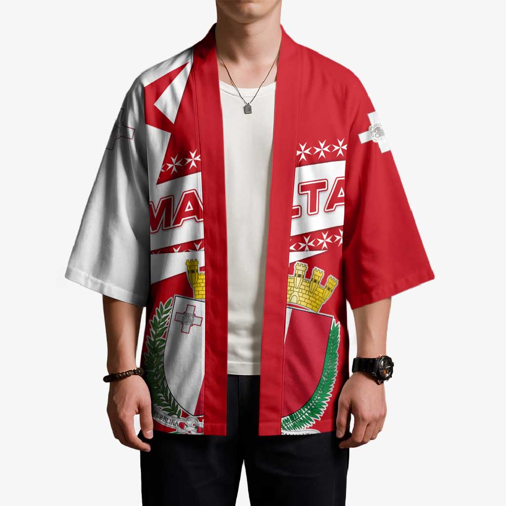 Malta Kimono with Red White Starburst Design - Wonder Print Shop