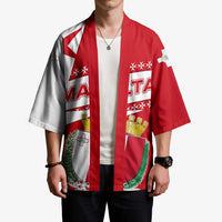 Malta Kimono with Red White Starburst Design - Wonder Print Shop
