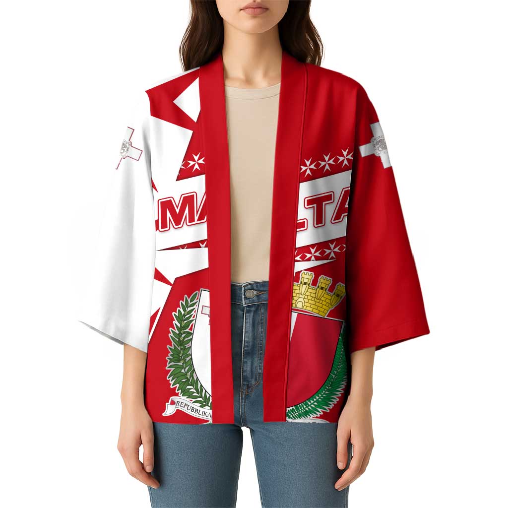 Malta Kimono with Red White Starburst Design - Wonder Print Shop