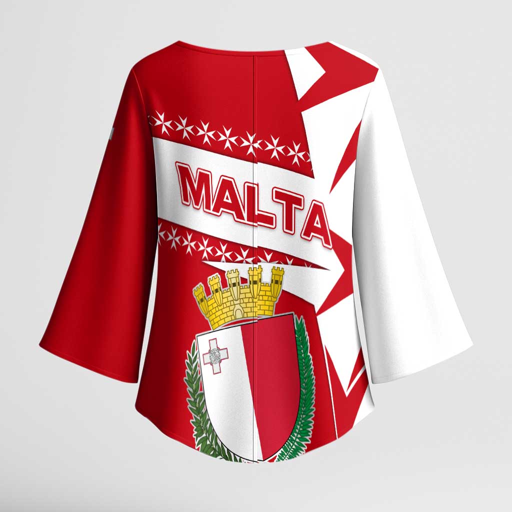 Malta Kimono Sleeve Blouse with Red White Starburst Design - Wonder Print Shop