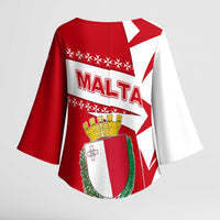 Malta Kimono Sleeve Blouse with Red White Starburst Design - Wonder Print Shop