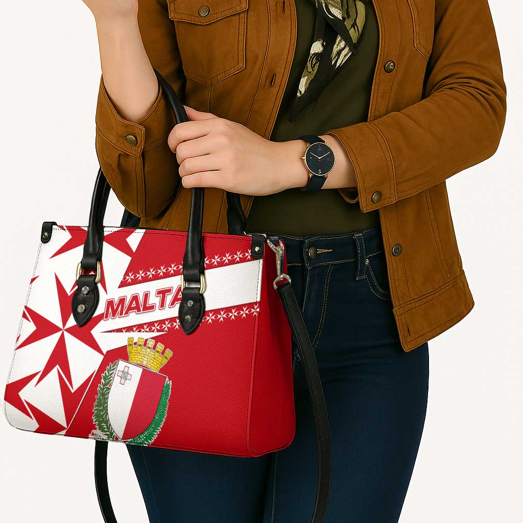 Malta Leather Bag with Red White Starburst Design - Wonder Print Shop