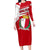 Malta Long Sleeve Bodycon Dress with Red White Starburst Design - Wonder Print Shop