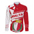 Malta Long Sleeve Button Shirt with Red White Starburst Design - Wonder Print Shop