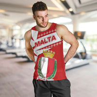 Malta Men Tank Top with Red White Starburst Design - Wonder Print Shop