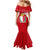 Malta Mermaid Dress with Red White Starburst Design - Wonder Print Shop