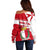 Malta Off Shoulder Sweater with Red White Starburst Design - Wonder Print Shop