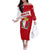 Malta Off The Shoulder Long Sleeve Dress with Red White Starburst Design - Wonder Print Shop