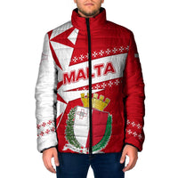 Malta Padded Jacket with Red White Starburst Design - Wonder Print Shop