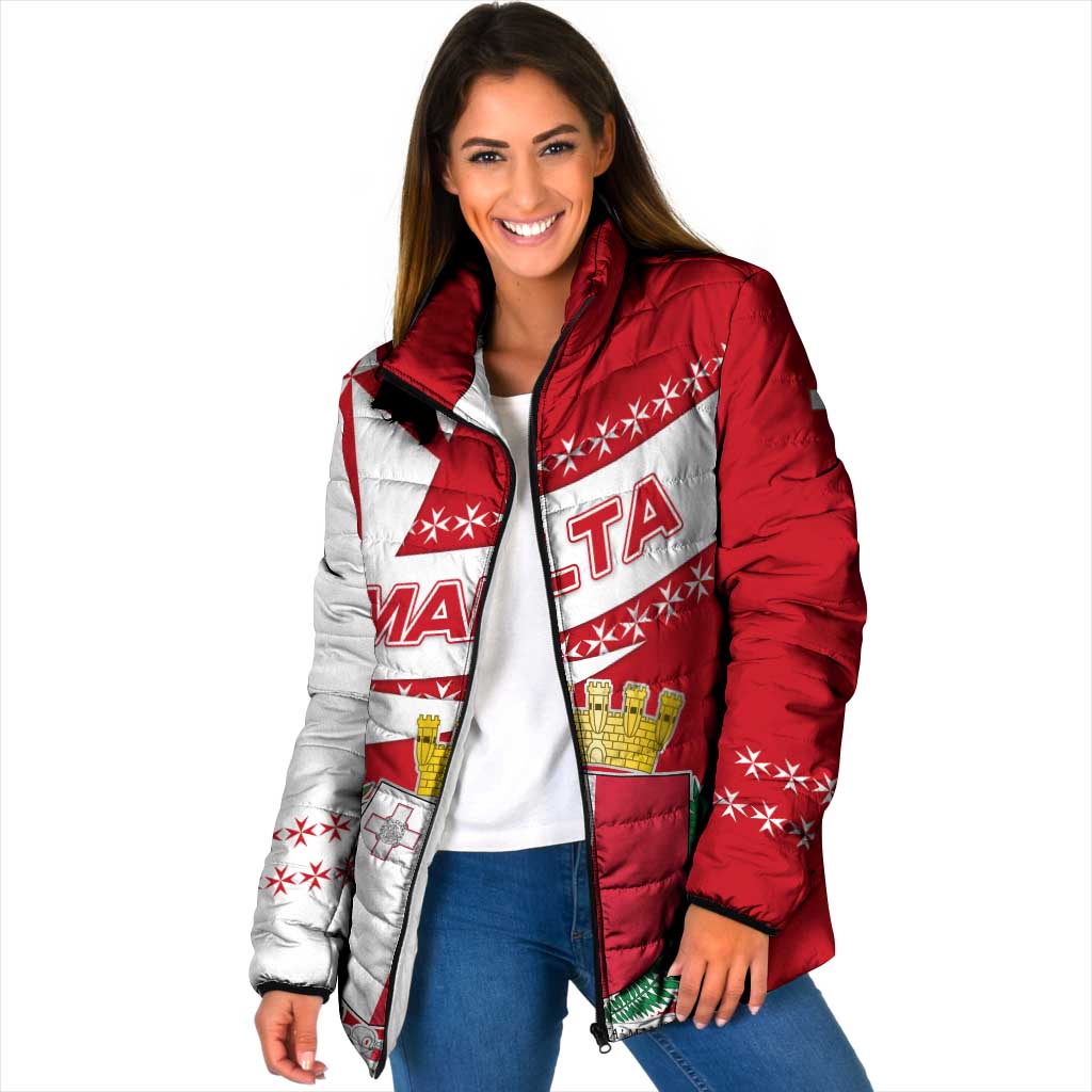 Malta Padded Jacket with Red White Starburst Design - Wonder Print Shop