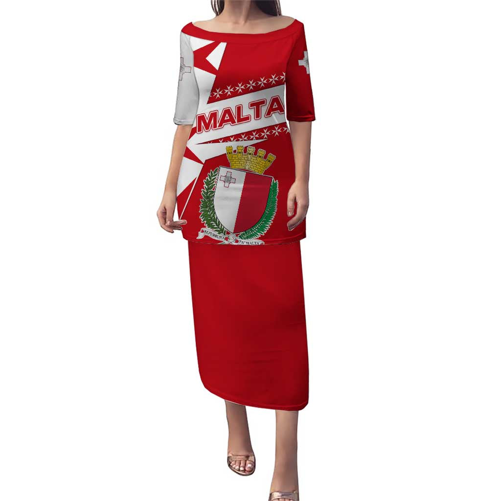 Malta Puletasi with Red White Starburst Design - Wonder Print Shop