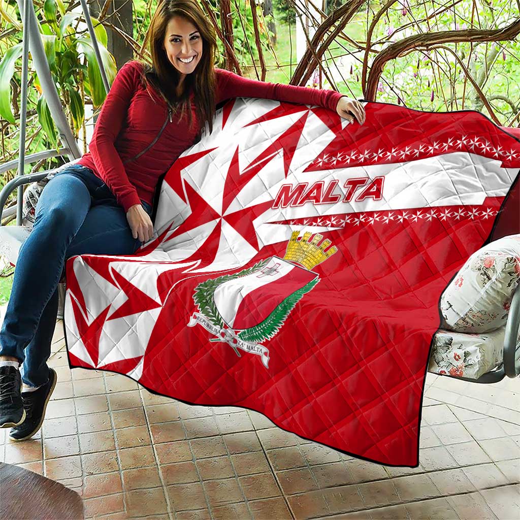 Malta Quilt with Red White Starburst Design - Wonder Print Shop
