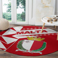 Malta Round Carpet with Red White Starburst Design - Wonder Print Shop