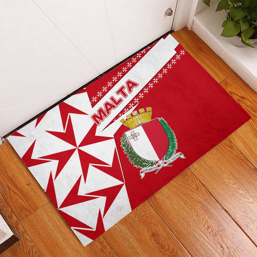 Malta Rubber Doormat with Red White Starburst Design - Wonder Print Shop