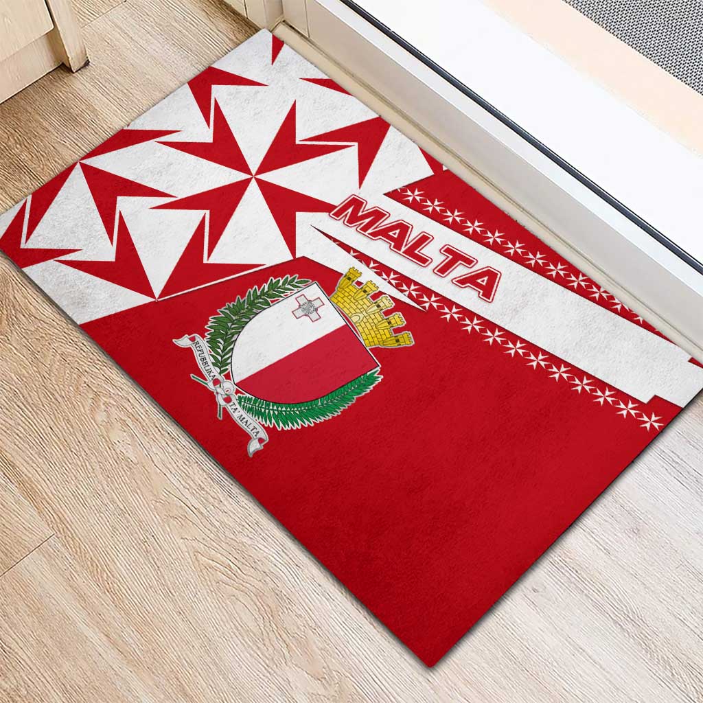 Malta Rubber Doormat with Red White Starburst Design - Wonder Print Shop