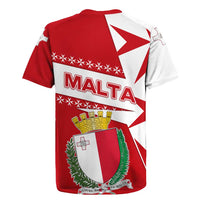 Malta Rugby Jersey with Red White Starburst Design - Wonder Print Shop