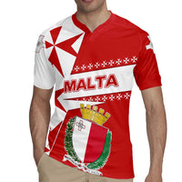 Malta Rugby Jersey with Red White Starburst Design - Wonder Print Shop