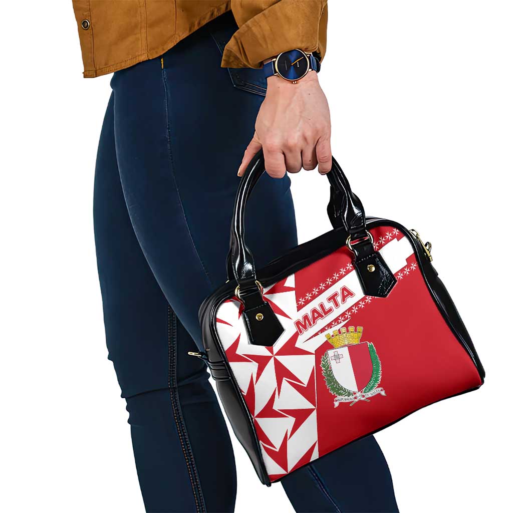 Malta Shoulder Handbag with Red White Starburst Design - Wonder Print Shop
