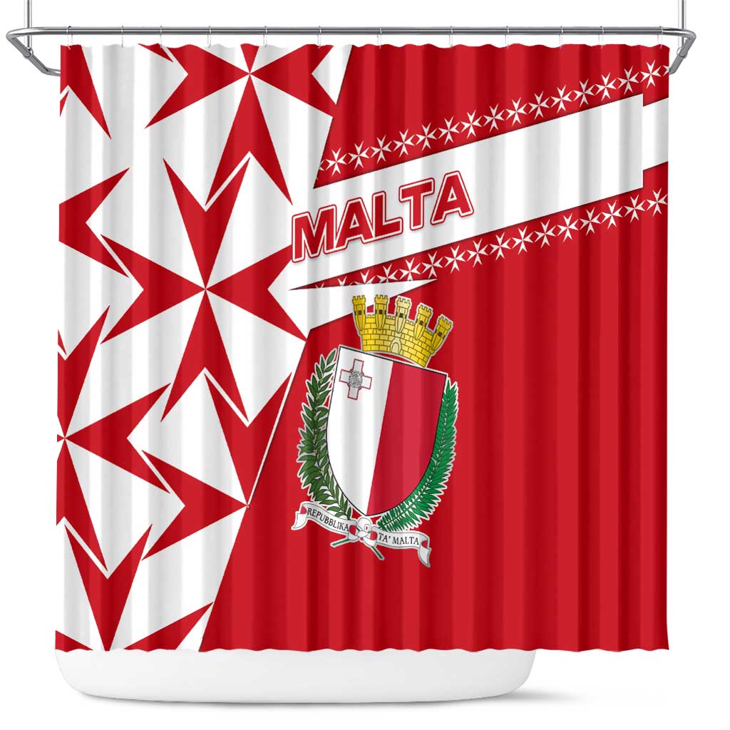 Malta Shower Curtain with Red White Starburst Design - Wonder Print Shop
