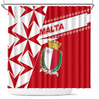 Malta Shower Curtain with Red White Starburst Design - Wonder Print Shop