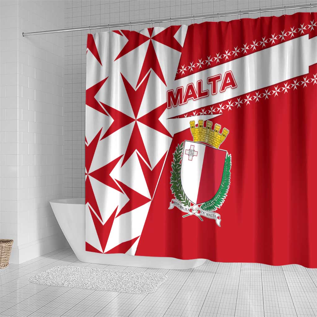 Malta Shower Curtain with Red White Starburst Design - Wonder Print Shop