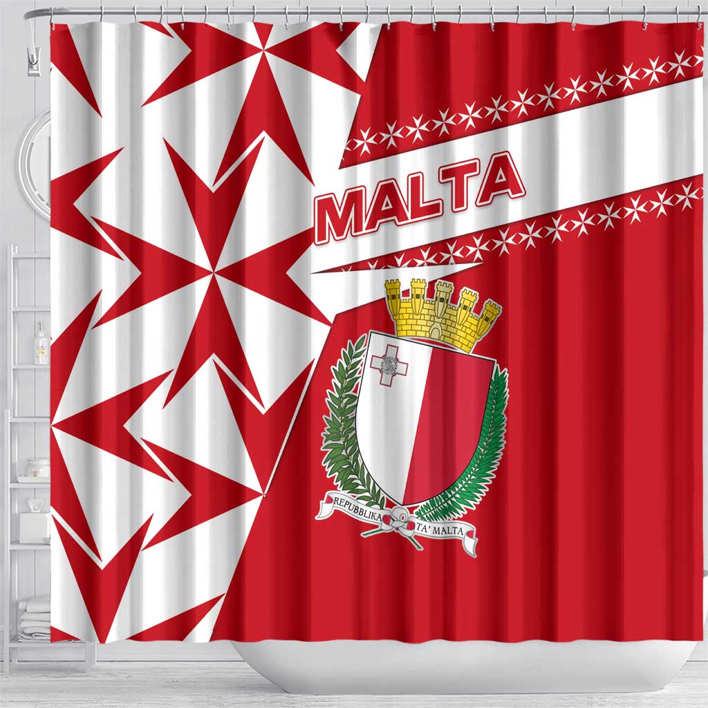 Malta Shower Curtain with Red White Starburst Design - Wonder Print Shop