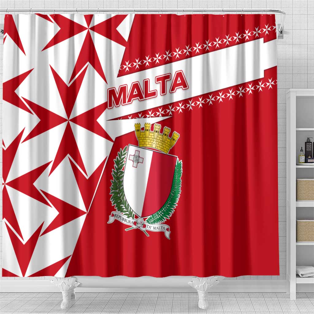 Malta Shower Curtain with Red White Starburst Design - Wonder Print Shop