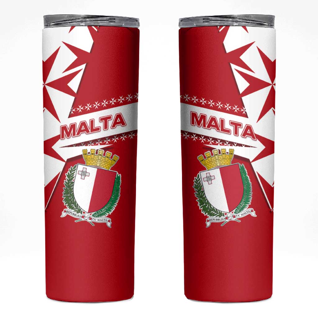 Malta Skinny Tumbler with Red White Starburst Design - Wonder Print Shop